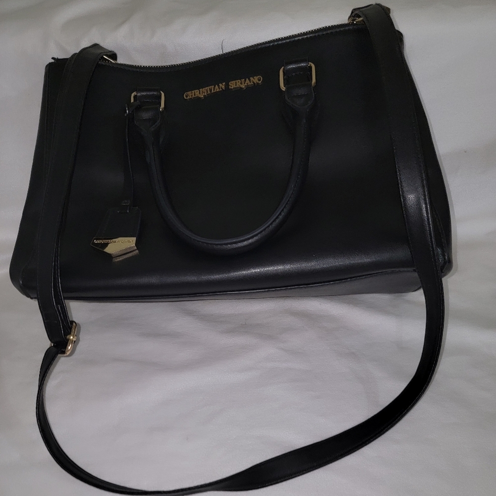 Black Christian Sirano Black purse vegan leather and gold hardware